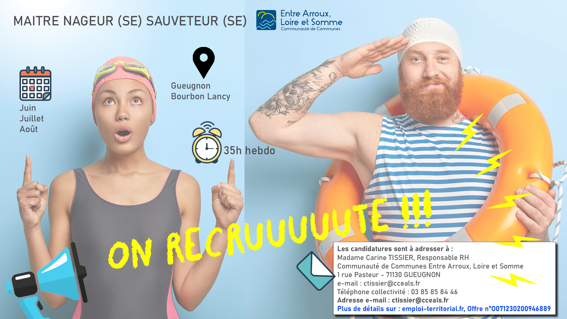 un homme et une femme maîtres-nageurs