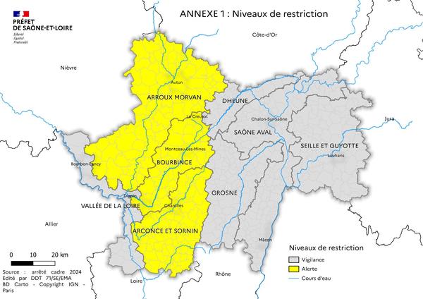 carte sécheresse Saône et Loire